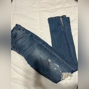 Split straight-leg jeans